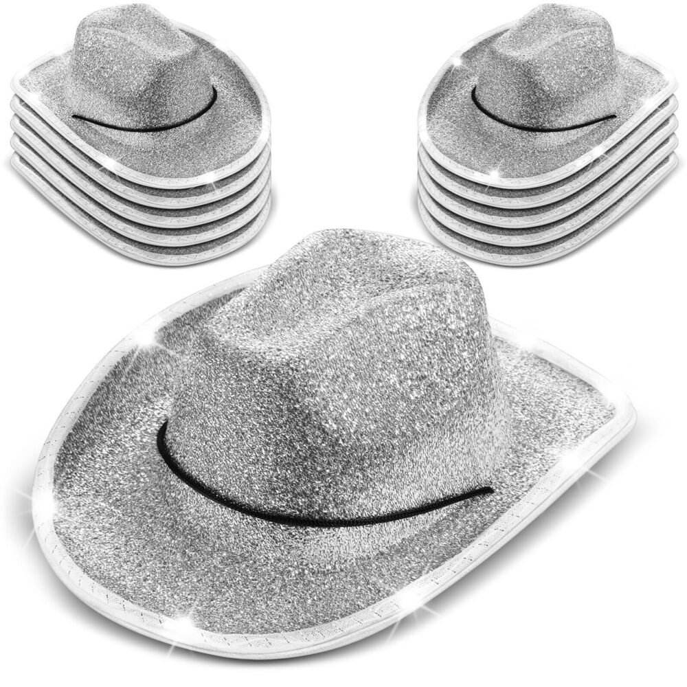 3509 10 Pcs Lights LED Cowboy Hat LED Flashing Hat for Western Cowboy Role